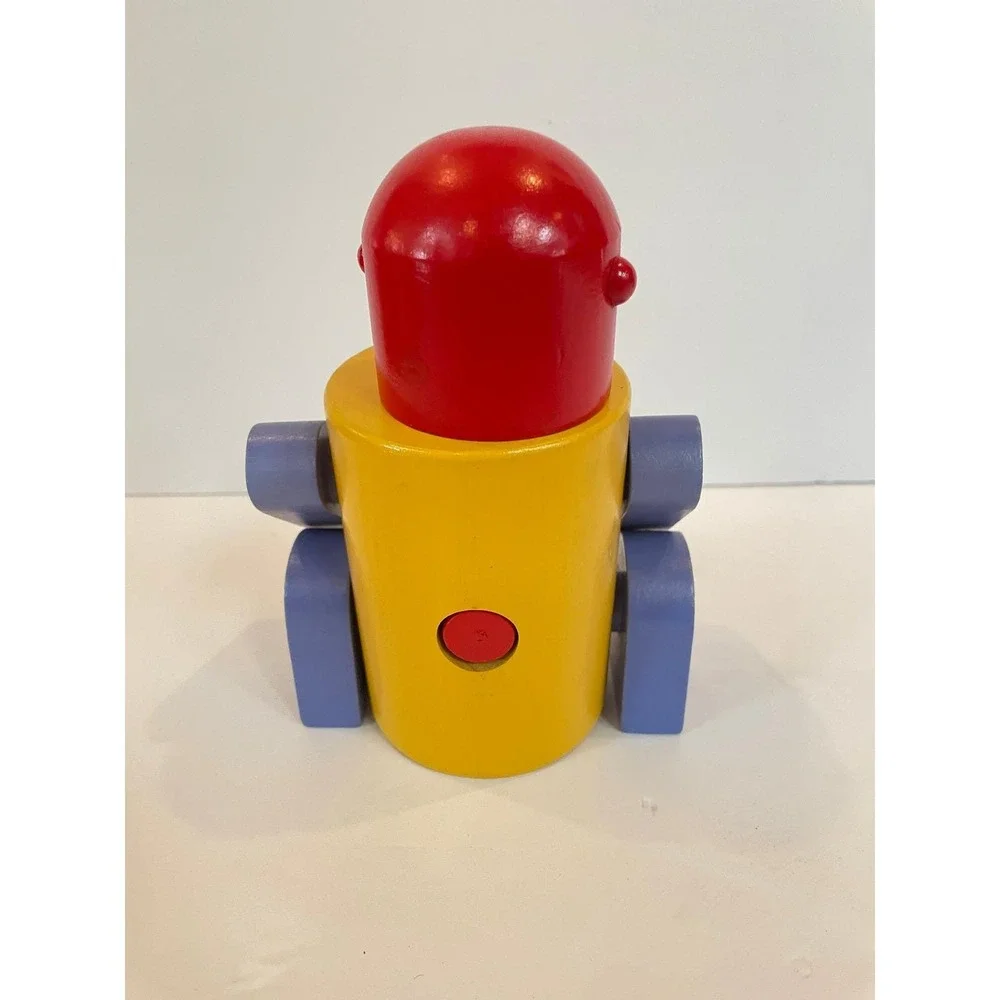 RARE Vintage IKEA Wood Building Blocks Robot and House Set Primary Colors